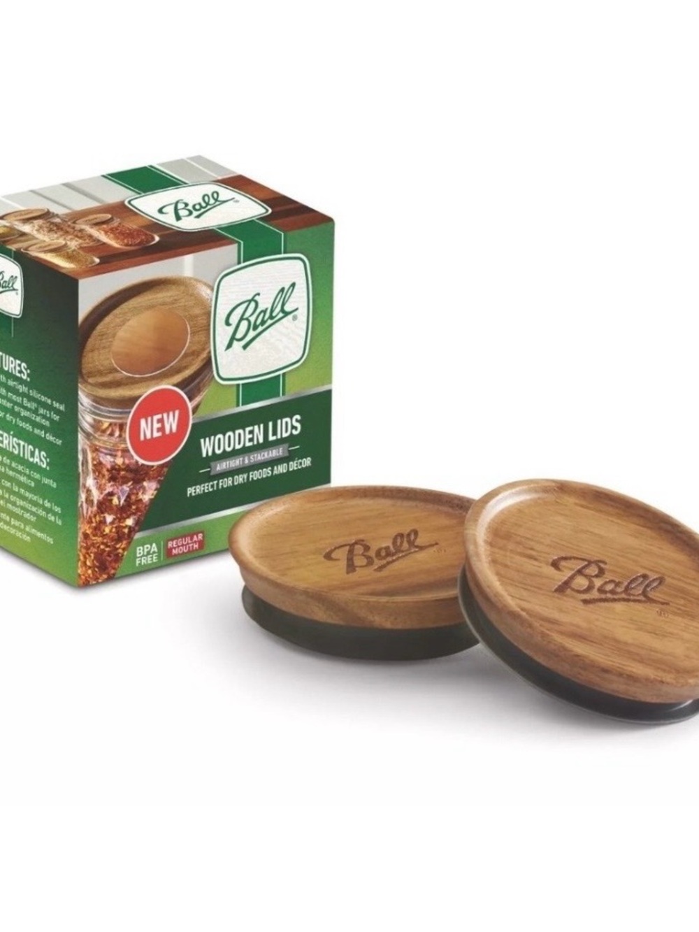 Lot of 5 Ball Wooden Lids Regular Mouth Mason Jar Lids Acacia Wood NEW - Picture 5 of 12